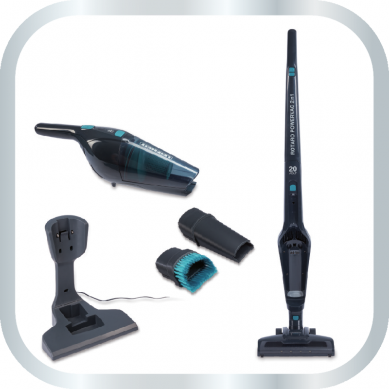 Leifheit Rotaro PowerVac 2in1 20V, 2in1 steelstofzuiger en kruimeldief, gebruiksduur tot 40 minuten, snoerloos, cyclonische stofzakloze technologie, alle vloertypes